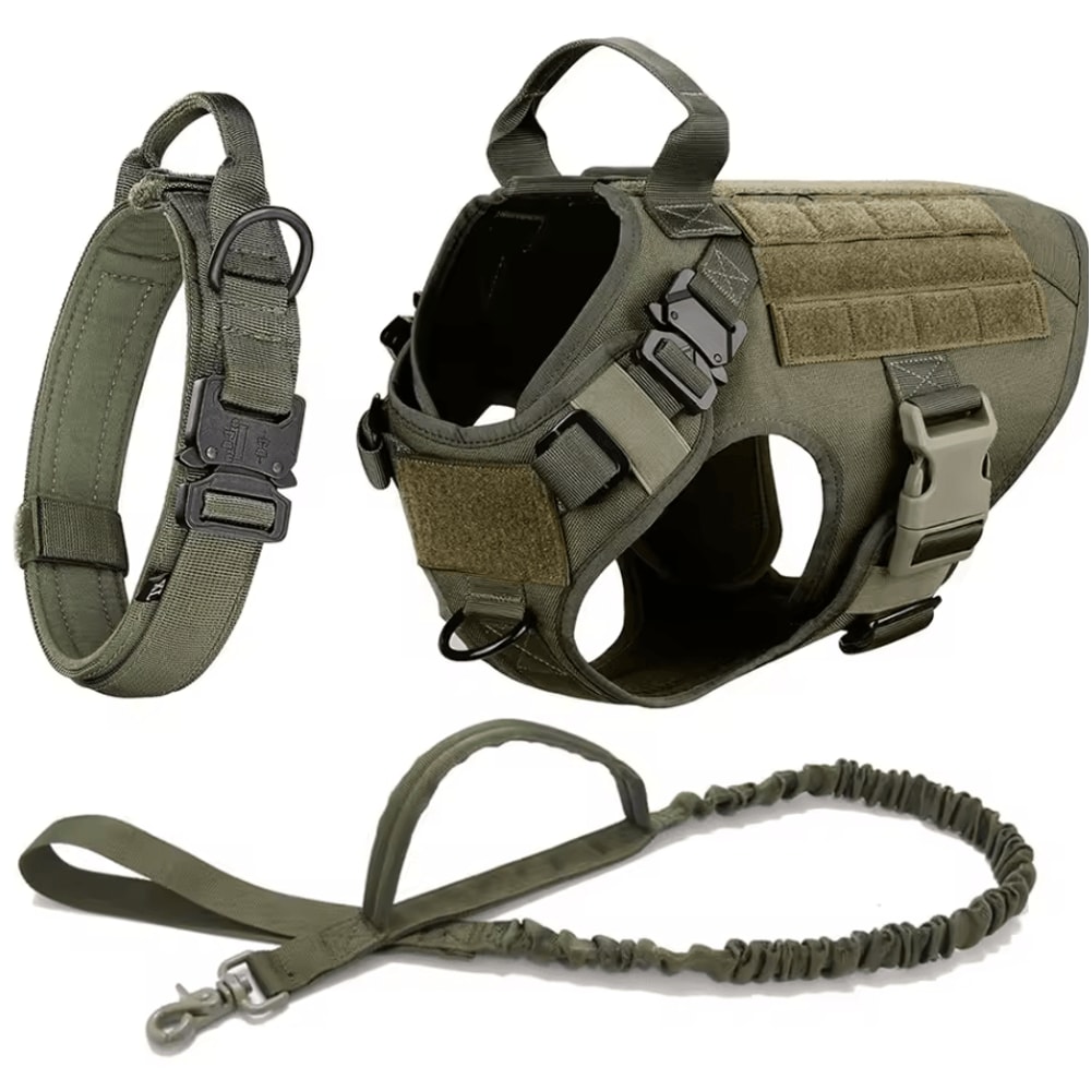 Tactical Dog Harness With Leash Heavy Duty Military Style Training Vest For Large Dogs 13
