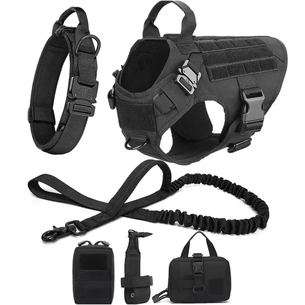 Tactical Dog Harness With Leash Heavy Duty Military Style Training Vest For Large Dogs 14