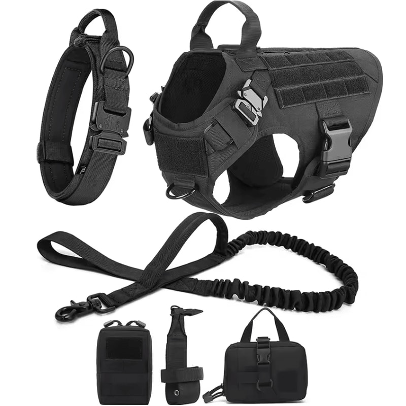 Tactical Dog Harness With Leash Heavy Duty Military Style Training Vest For Large Dogs 14