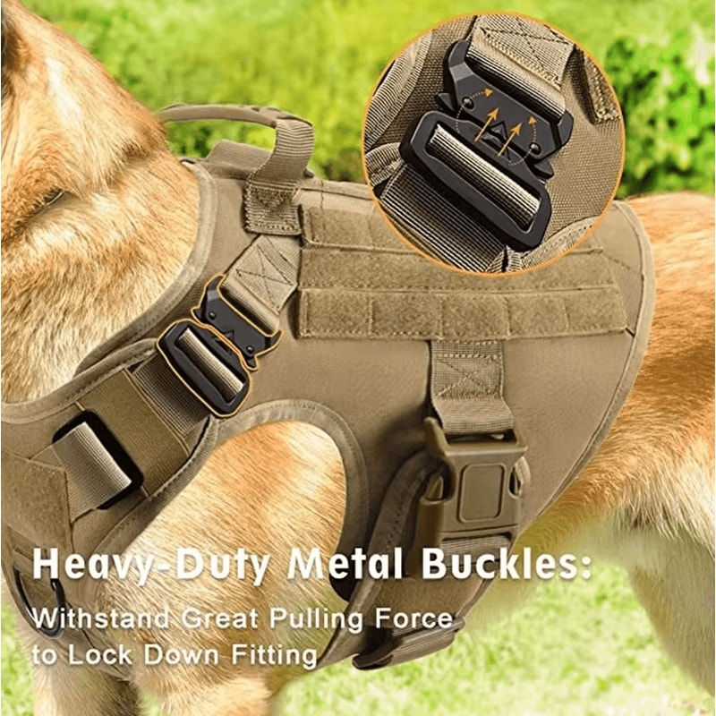Tactical Dog Harness With Leash Heavy Duty Military Style Training Vest For Large Dogs 0