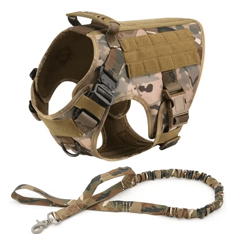 Tactical Dog Harness With Leash Heavy Duty Military Style Training Vest For Large Dogs 8