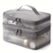 Double Layer Makeup Bag Large Capacity Cosmetic Organizer With Mesh Pockets 4