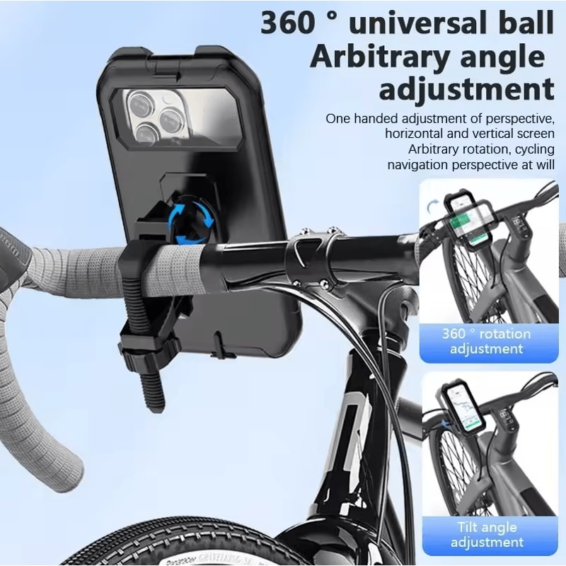 Waterproof Motorcycle Bicycle Phone Holder 360 Rotating Adjustable GPS Mount 0