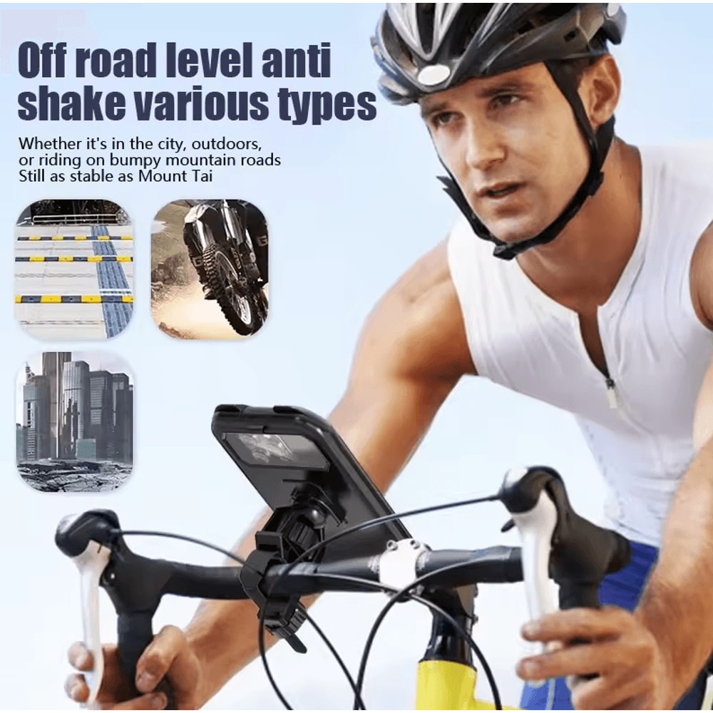 Waterproof Motorcycle Bicycle Phone Holder 360 Rotating Adjustable GPS Mount 2