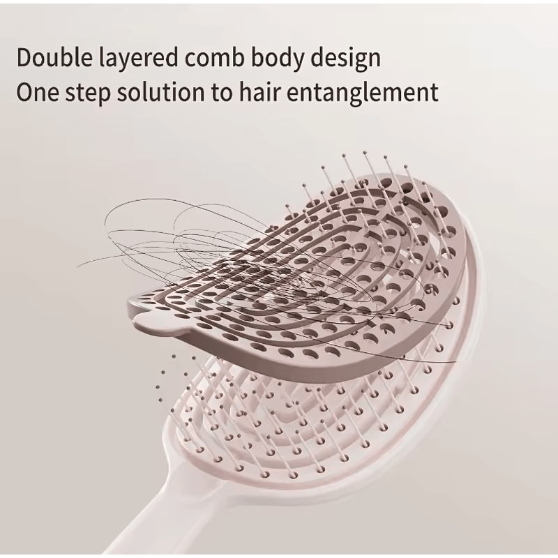 Portable Hollow Design Hair Comb Brush AntiTangle Scalp Massage Hairbrush For Women 1