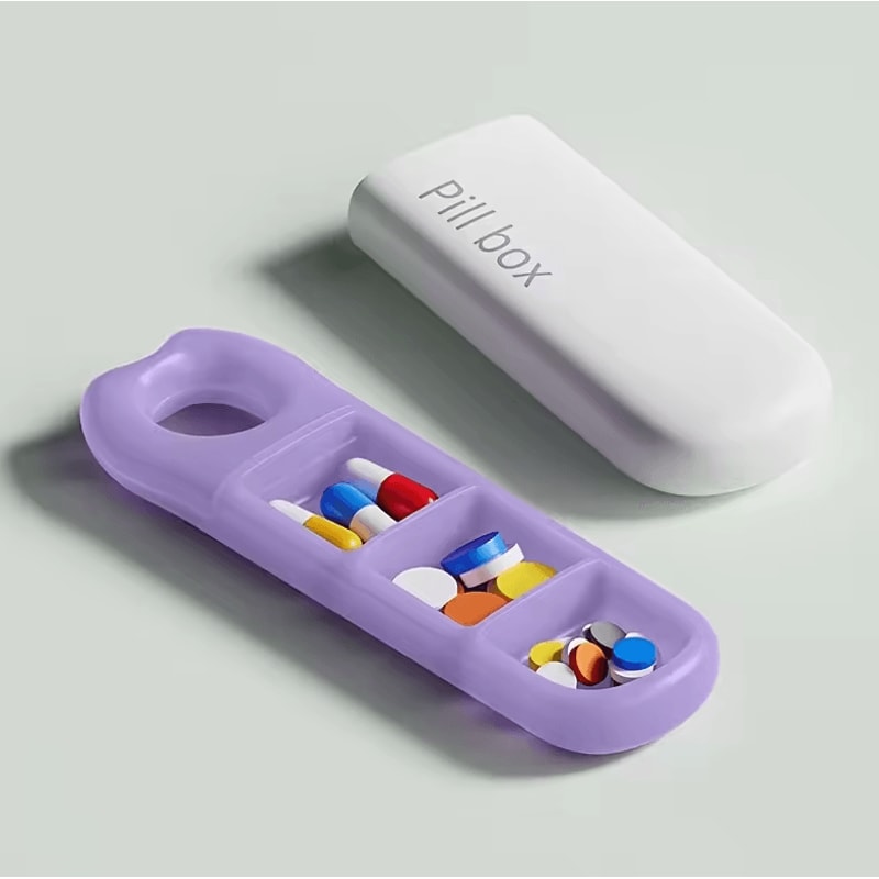 Portable Pill Organizer Box With PushLock Lid Compact Medication Storage Case 5