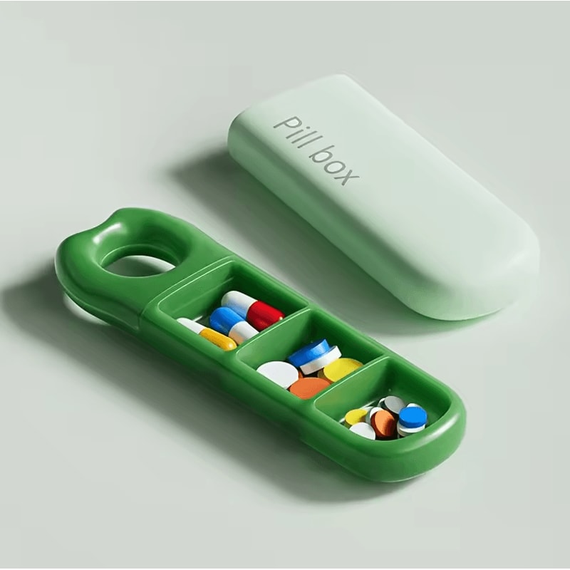 Portable Pill Organizer Box With PushLock Lid Compact Medication Storage Case 6