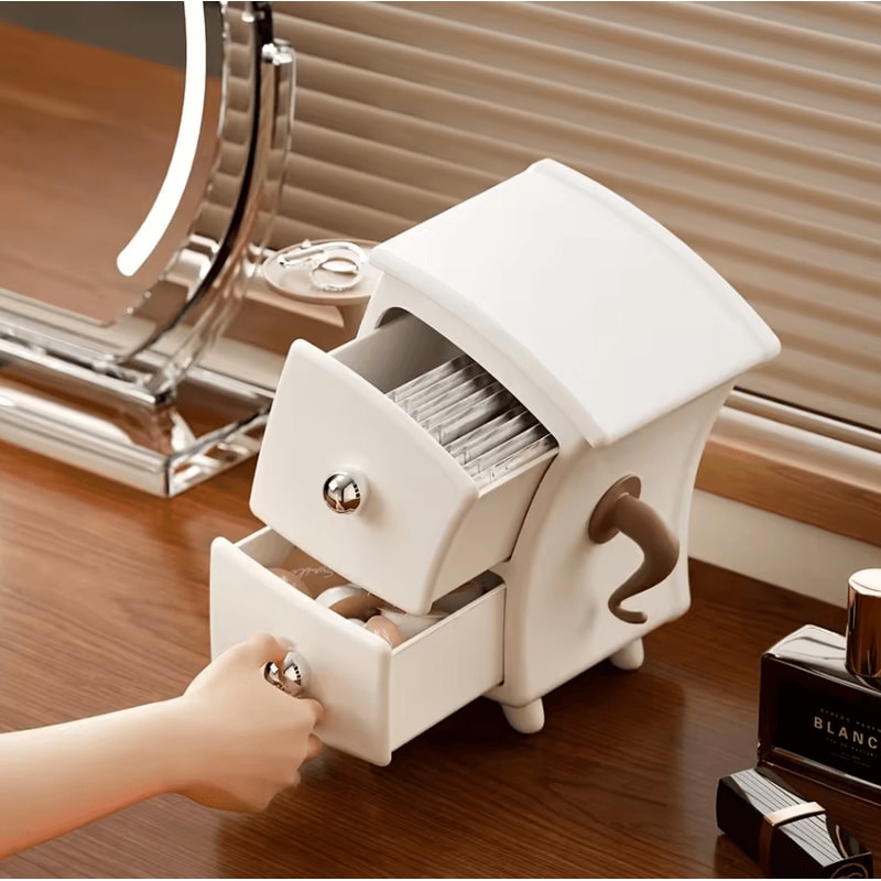 Unique Shape Jewelry And Cosmetic Storage Box Compact Puff And Accessory Organizer Tray 2