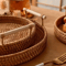 Handmade Rattan Serving Tray With Double Handles Round Decorative Kitchen Dining Organizer 3