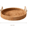 Handmade Rattan Serving Tray With Double Handles Round Decorative Kitchen Dining Organizer 6