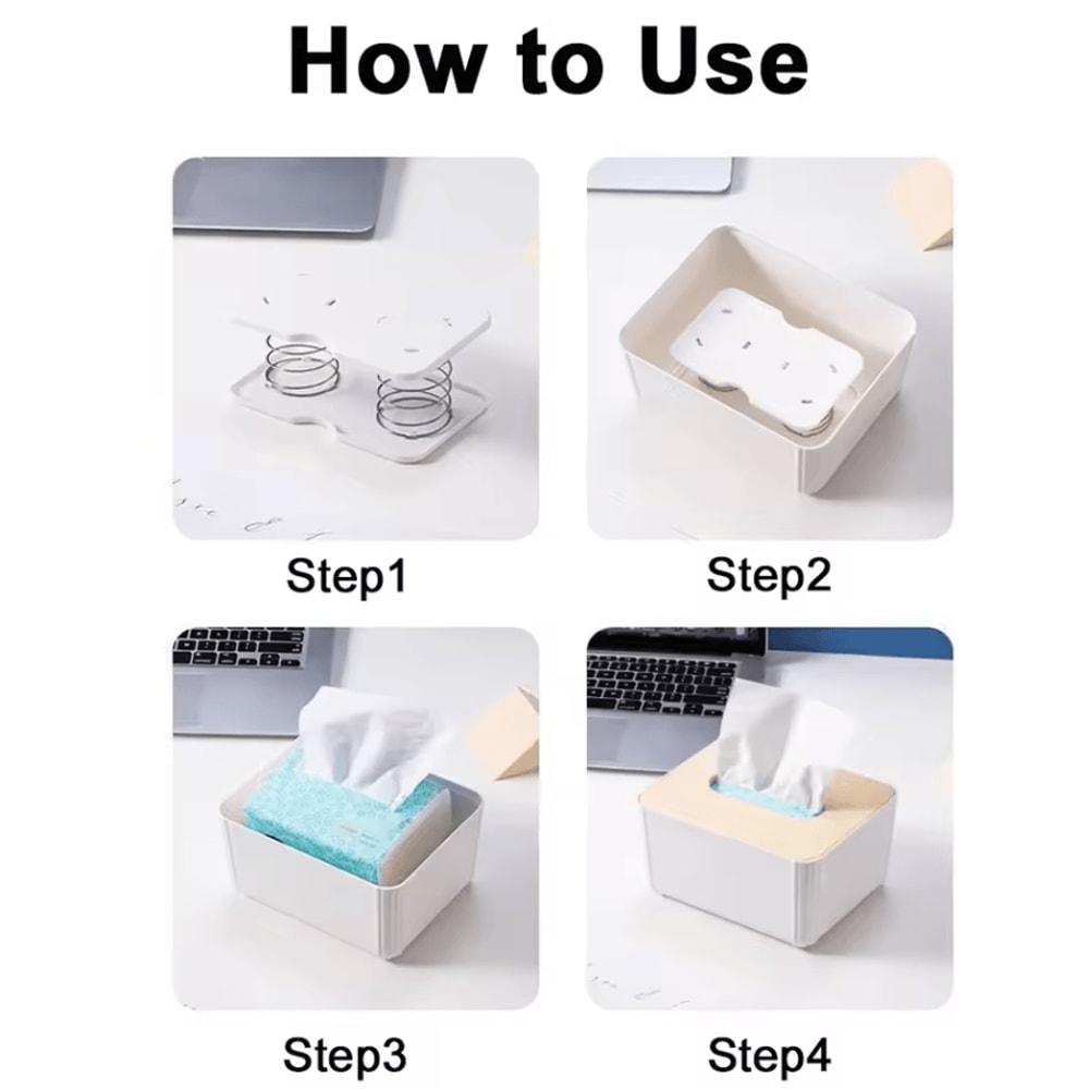Spring Loaded Automatic Tissue Dispenser Box Holder For Home And Office 3