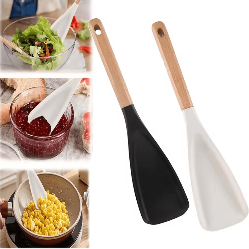 Multifunction Wooden Handle Cooking And Serving Spoon Safe For Nonstick Surfaces 0