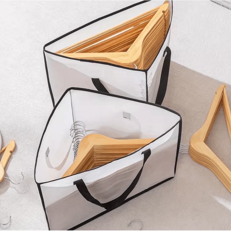 Fabric Triangle Closet Storage Organizer Hanger Bag SpaceSaving Wardrobe Accessory 3