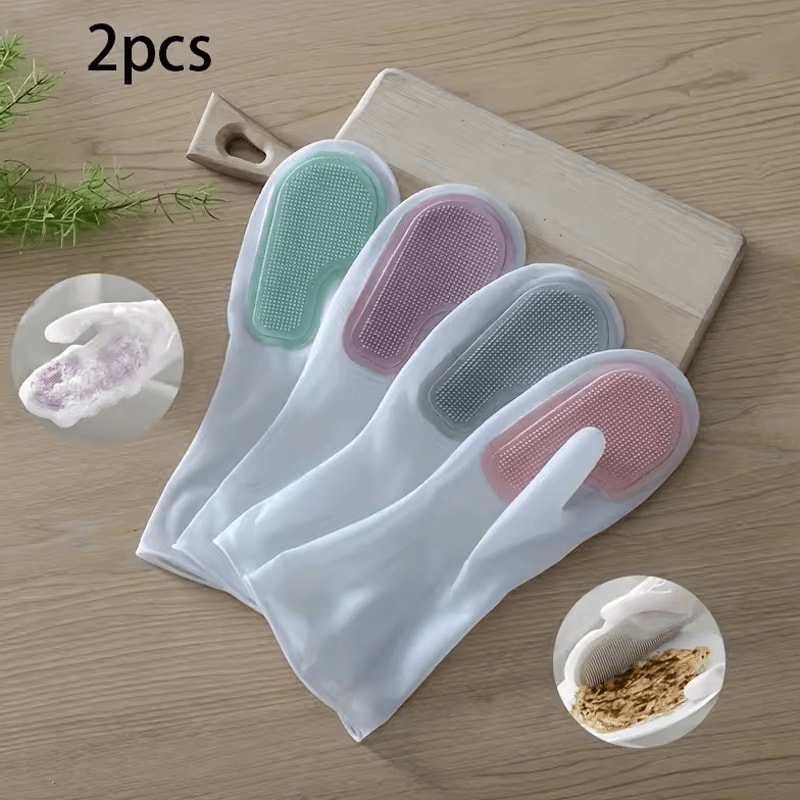 Waterproof Rubber Latex Dishwashing Gloves 2pcs Heavy Duty Kitchen And Cleaning Gloves 0