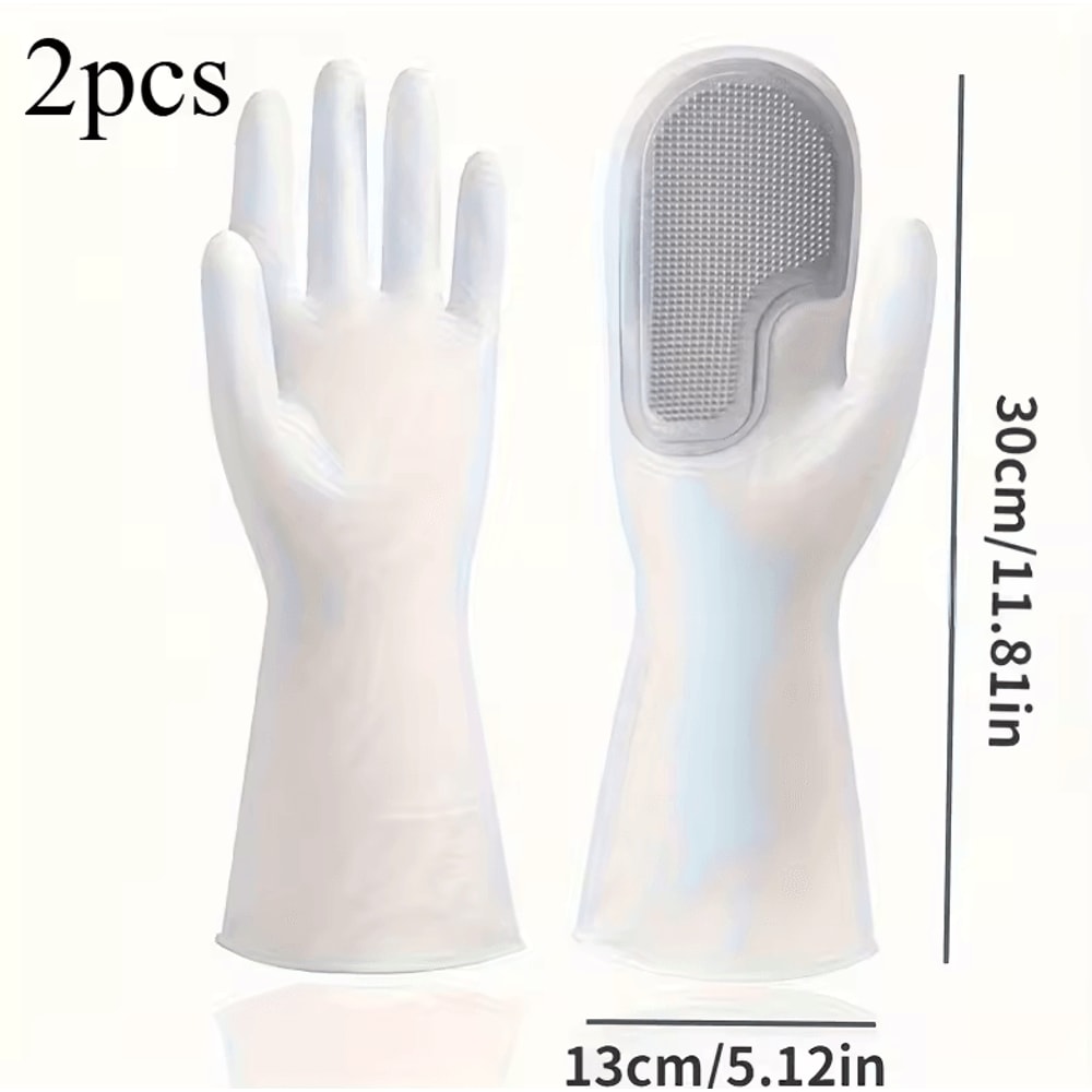 Waterproof Rubber Latex Dishwashing Gloves 2pcs Heavy Duty Kitchen And Cleaning Gloves 3