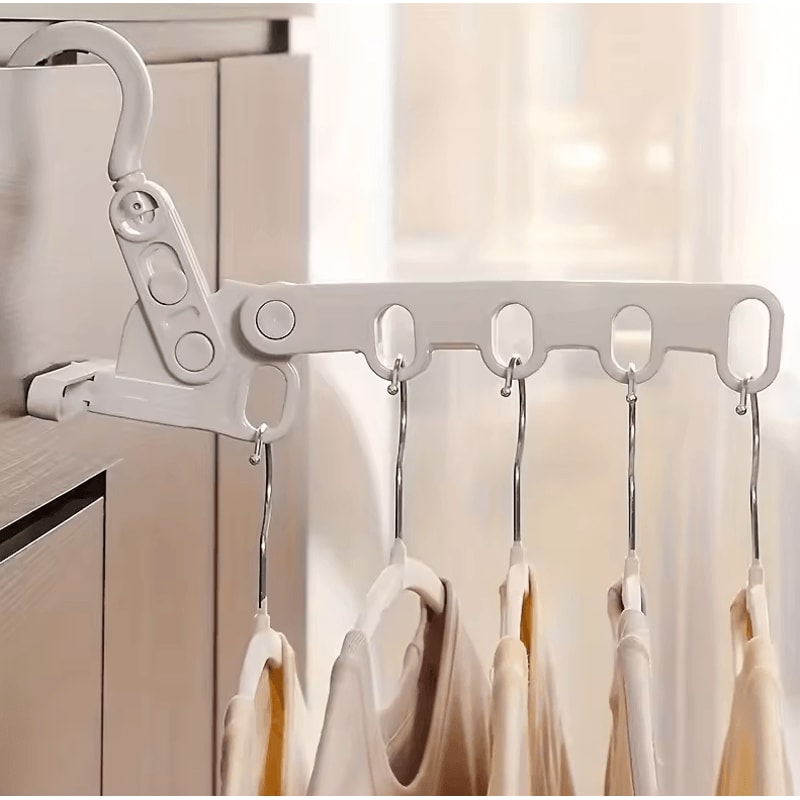 Foldable Clothes Drying Rack With Adjustable MultiHook Hanger For Travel And Home 1