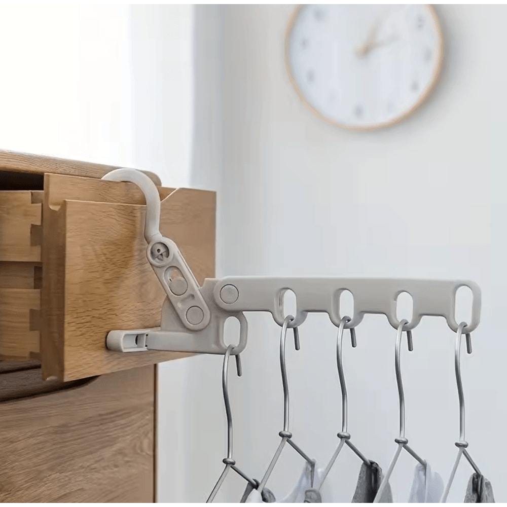 Foldable Clothes Drying Rack With Adjustable MultiHook Hanger For Travel And Home 5