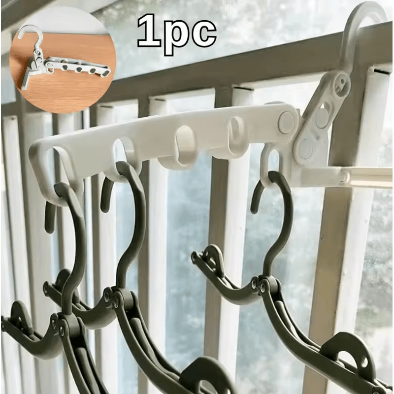 Foldable Clothes Drying Rack With Adjustable MultiHook Hanger For Travel And Home 3