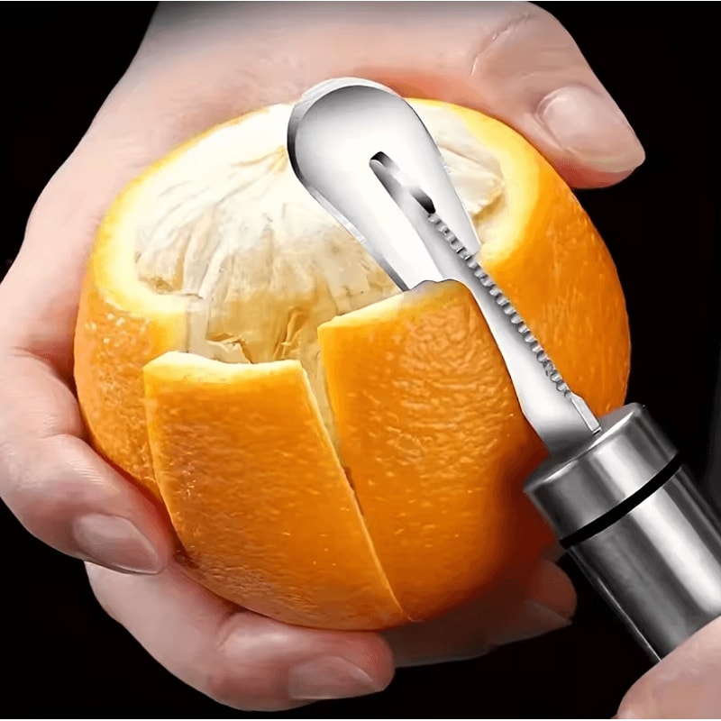 Stainless Steel Citrus Peeler And Cutter Orange Lemon Peeler Tool With Handle 1