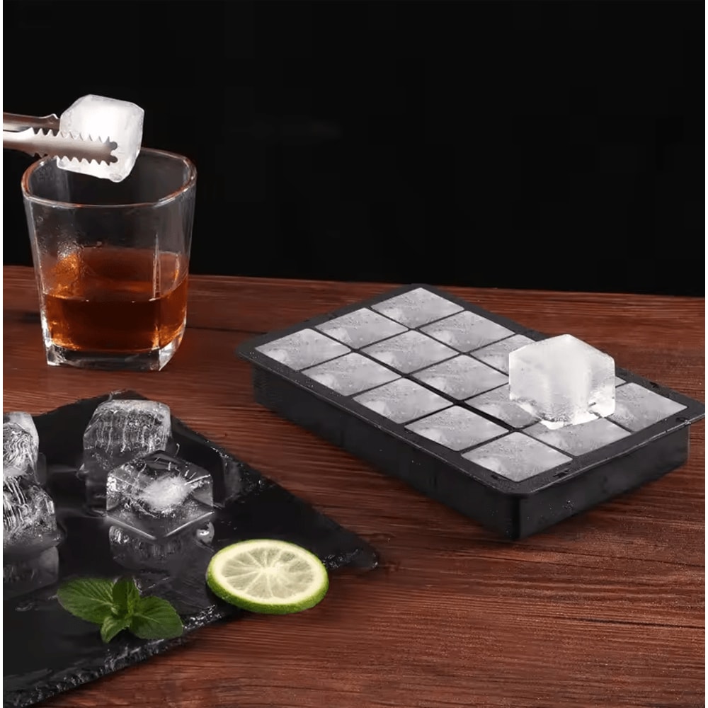 15Grid Large Silicone Ice Cube Tray Mold Reusable Ice Block Maker For Whiskey Cocktails 0