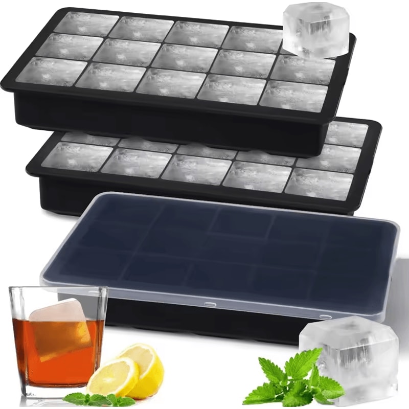 15Grid Large Silicone Ice Cube Tray Mold Reusable Ice Block Maker For Whiskey Cocktails 1