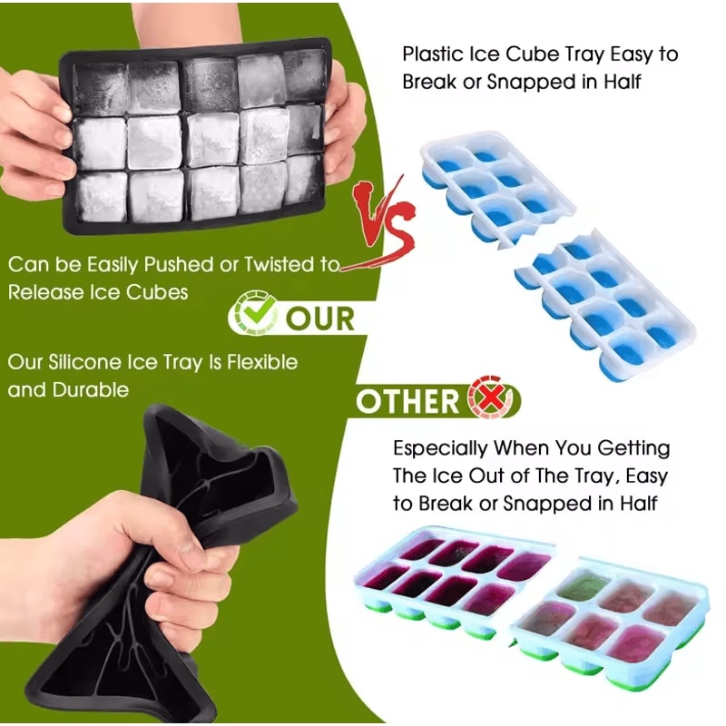 15Grid Large Silicone Ice Cube Tray Mold Reusable Ice Block Maker For Whiskey Cocktails 3