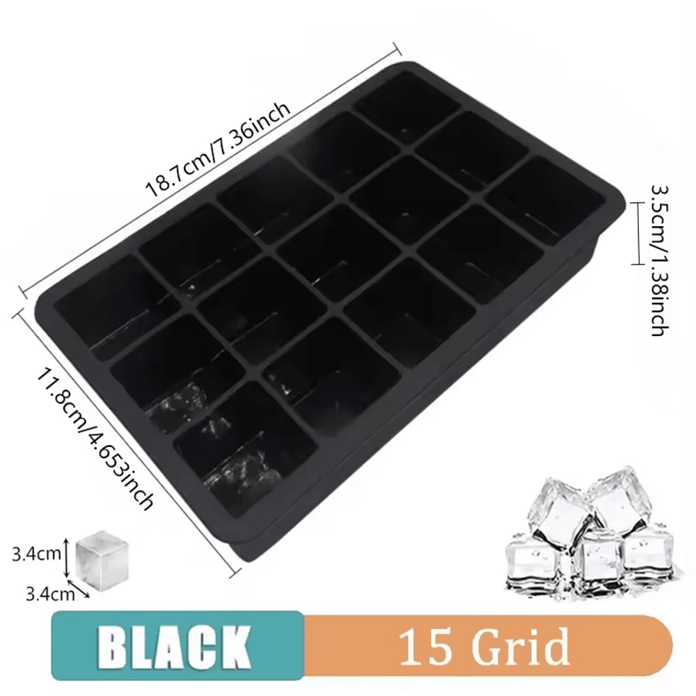 15Grid Large Silicone Ice Cube Tray Mold Reusable Ice Block Maker For Whiskey Cocktails 4