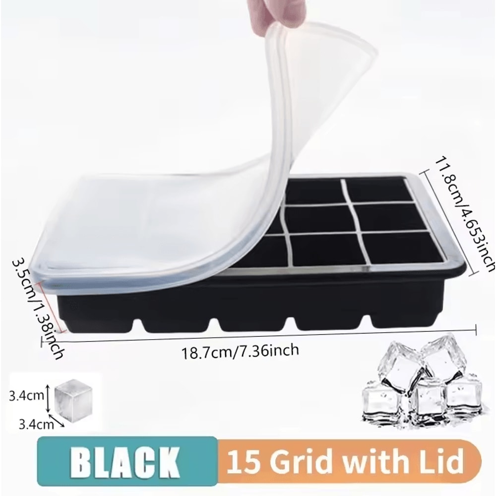 15Grid Large Silicone Ice Cube Tray Mold Reusable Ice Block Maker For Whiskey Cocktails 5