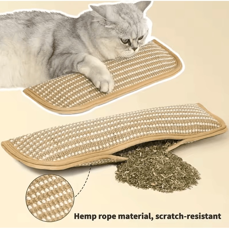 HeavyDuty Sisal Cat Scratching Pad Pillow With Filled Cushion And NonSlip Base 0