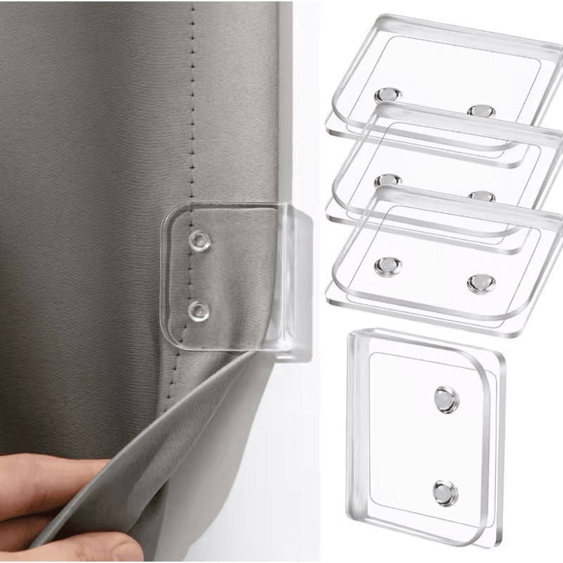 4pcs Windproof SelfAdhesive Shower Curtain Clips Transparent Bathroom Curtain Fasteners 5