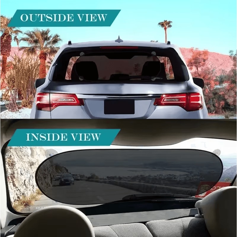 Universal Folding Rear Window Sunshade UV Protection Auto Mesh Visor With Suction Cups 394in By 197 3