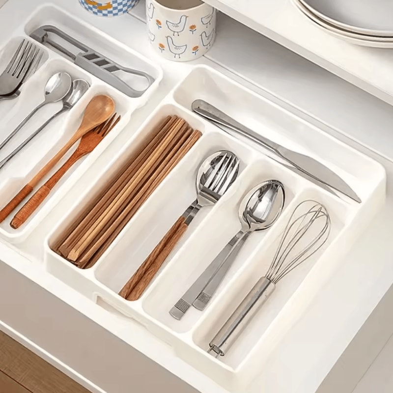 45 Compartments Cutlery Organizer Drawer Divider Tray Kitchen Utensil Storage Box 5