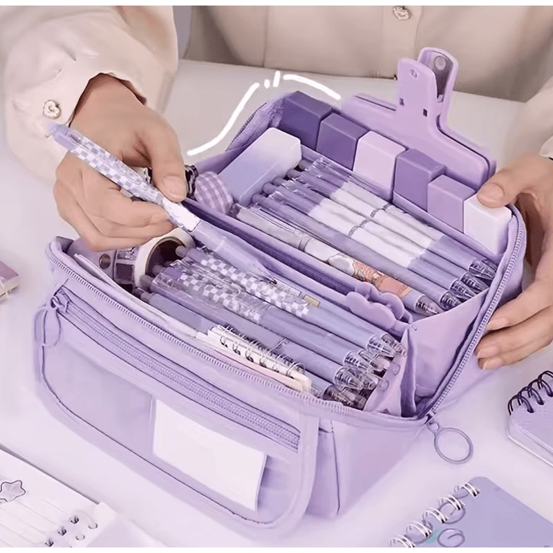 Large Capacity Pencil Case Durable Portable Stationery Storage Box For School Office 1