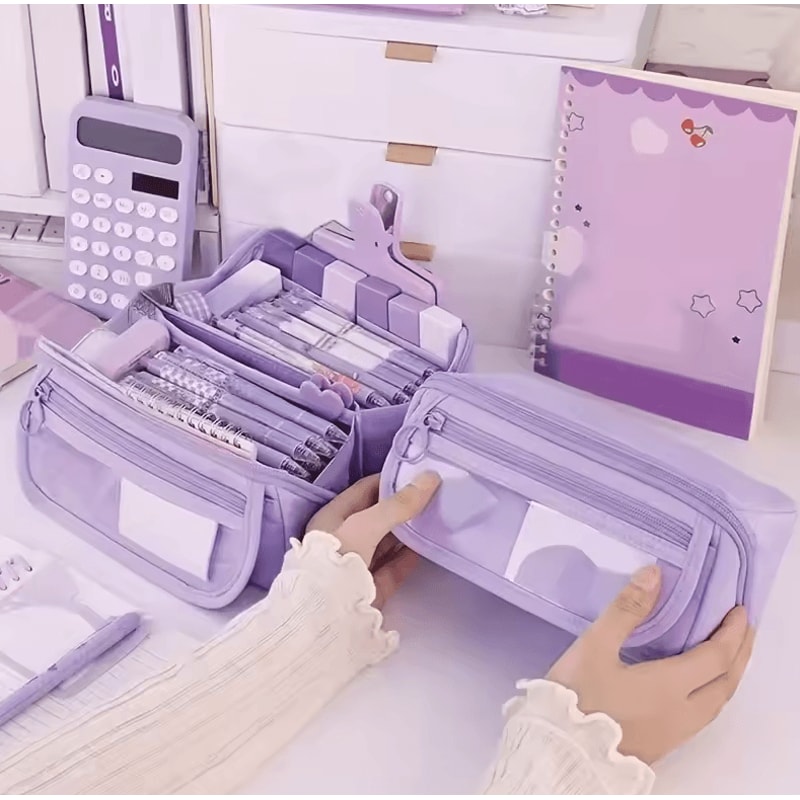 Large Capacity Pencil Case Durable Portable Stationery Storage Box For School Office 2