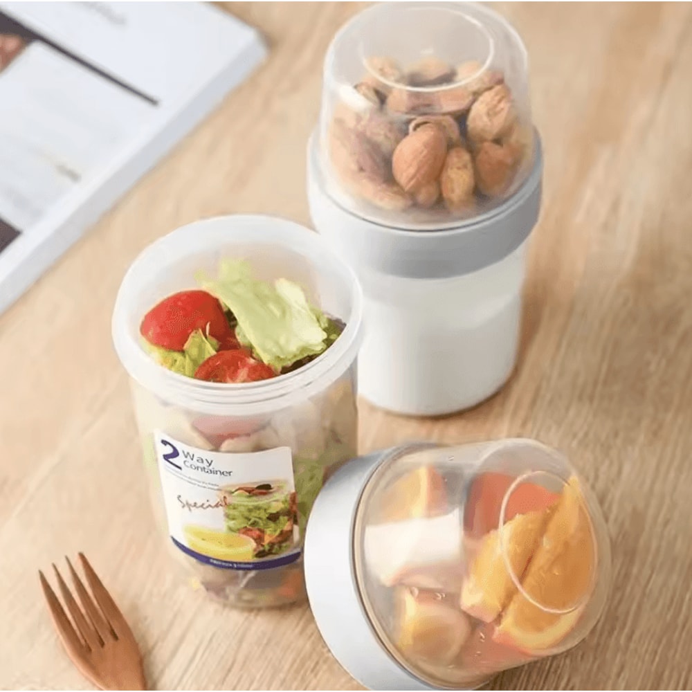 Sealed Breakfast Bowl Meal Prep Container Set With Fork Sauce Cup Lid For Oatmeal Yogurt Salad 0