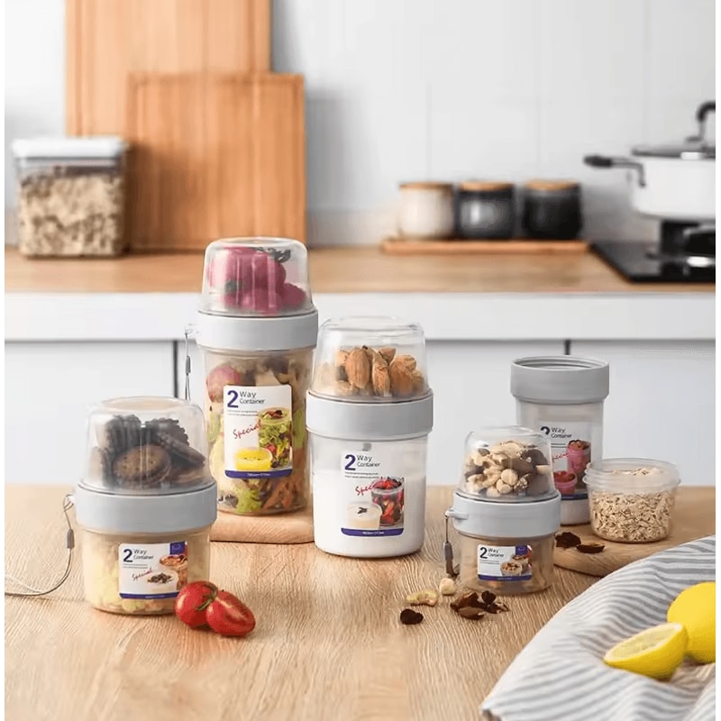 Sealed Breakfast Bowl Meal Prep Container Set With Fork Sauce Cup Lid For Oatmeal Yogurt Salad 1