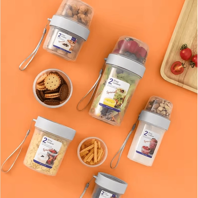 Sealed Breakfast Bowl Meal Prep Container Set With Fork Sauce Cup Lid For Oatmeal Yogurt Salad 4