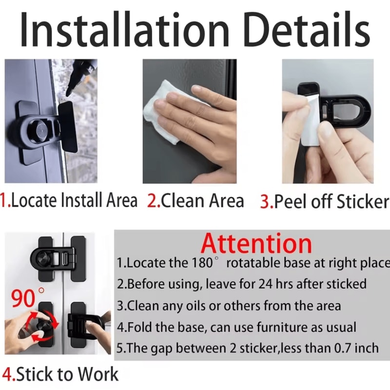 Fridge Child Safety Lock Refrigerator Freezer Door Lock Baby Proofing Strap 2