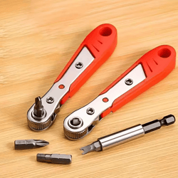multifunction bidirectional ratchet screwdriver with right angle and magnetic wrench red compact tool