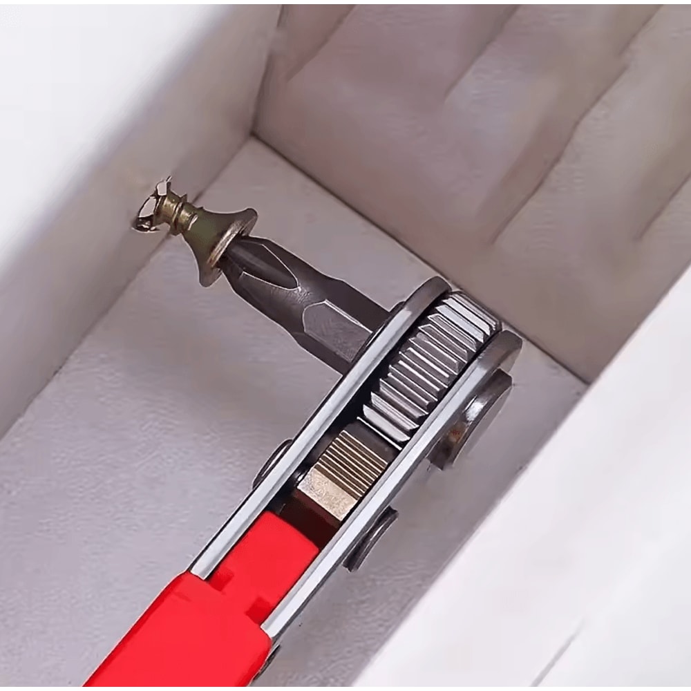 Multifunction Bidirectional Ratchet Screwdriver With Right Angle And Magnetic Wrench Red Compact To 1