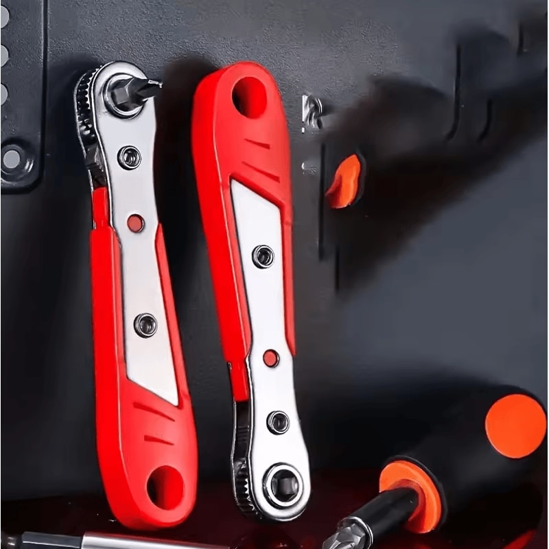 Multifunction Bidirectional Ratchet Screwdriver With Right Angle And Magnetic Wrench Red Compact To 5