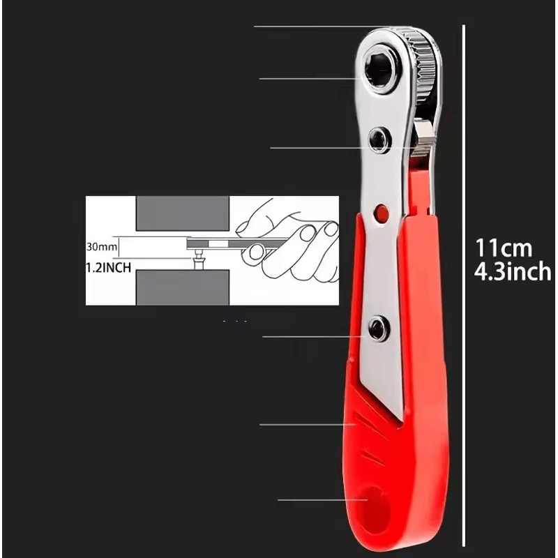 Multifunction Bidirectional Ratchet Screwdriver With Right Angle And Magnetic Wrench Red Compact To 6