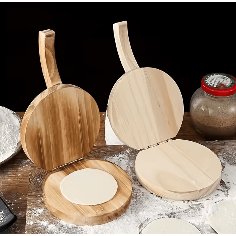 Solid Wood Handmade Dumpling Wrapper Maker Manual Wooden Press 0