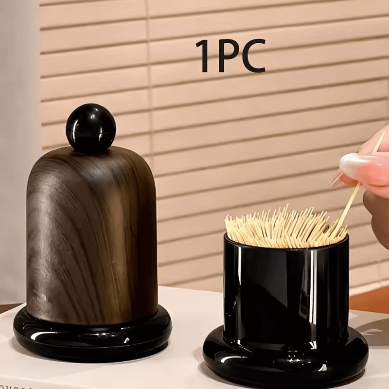 Elegant Walnut Wood Toothpick Holder With Ball Top Solid Wood Portable Decor 4