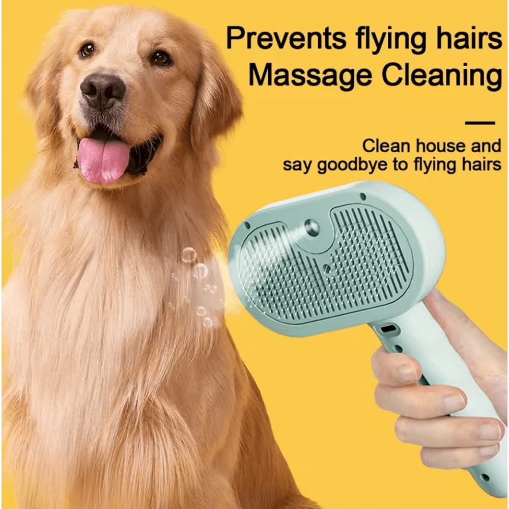 Steam Spray Dog Grooming Brush With Mist Spray Luxury Pet Fur Grooming Tool 1