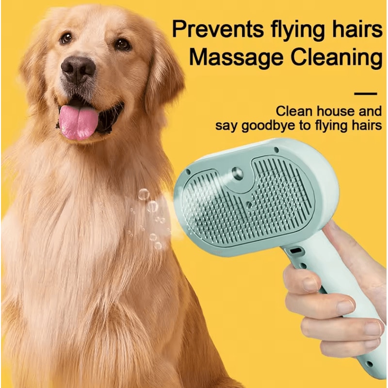 Steam Spray Dog Grooming Brush With Mist Spray Luxury Pet Fur Grooming Tool 1
