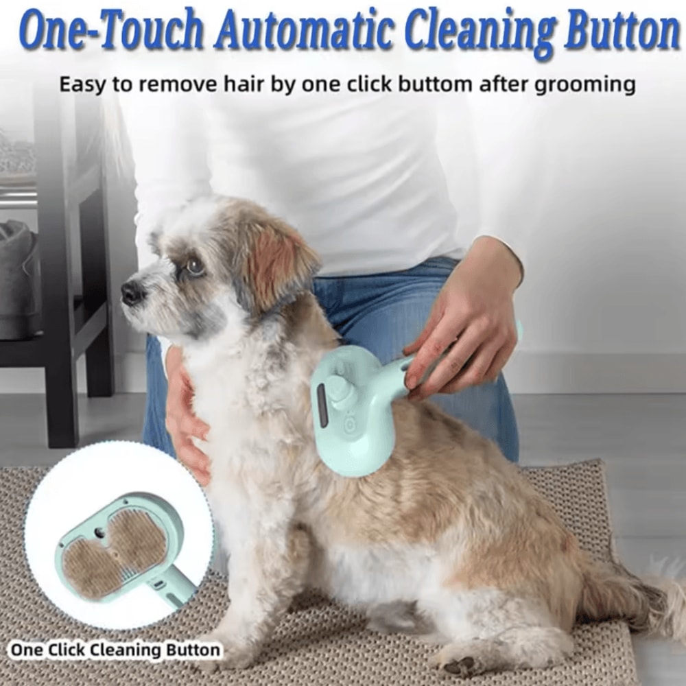Steam Spray Dog Grooming Brush With Mist Spray Luxury Pet Fur Grooming Tool 2