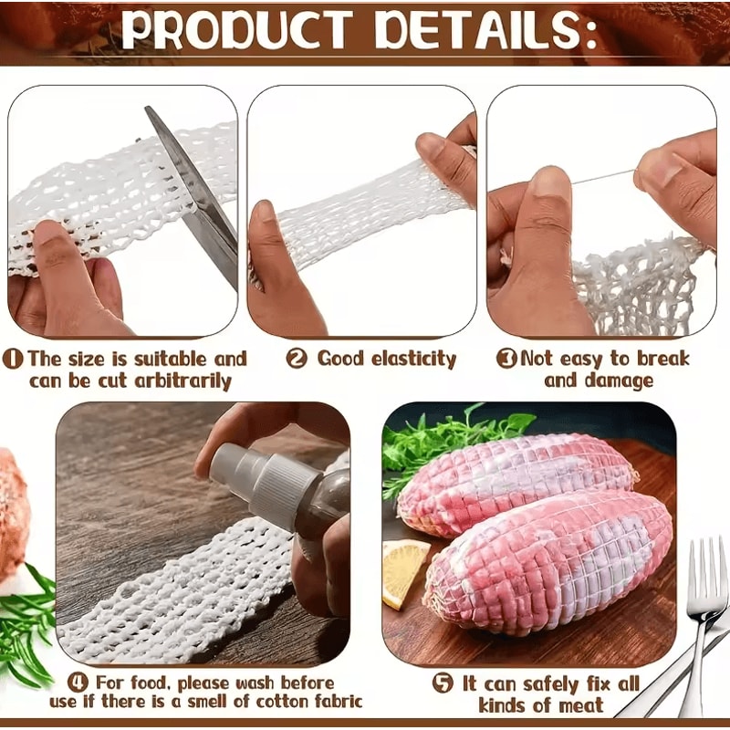 Elastic Meat Netting Roll For Sausages Ham Hot Dogs And Smoked Meats 2