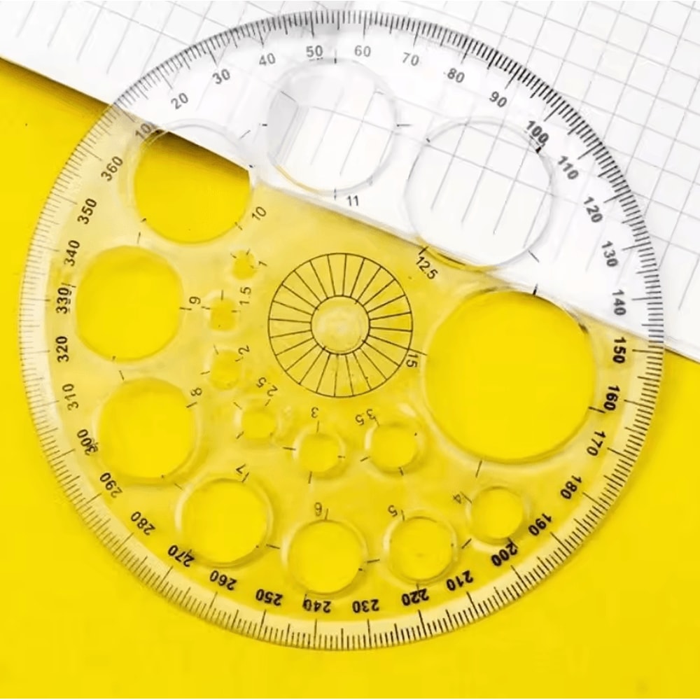 360Degree Rotating Round Ruler With Circles And Degrees For Drafting Patchwork Office And School 0
