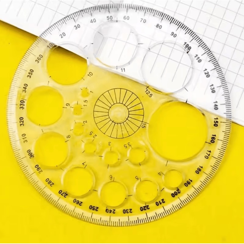 360Degree Rotating Round Ruler With Circles And Degrees For Drafting Patchwork Office And School 0